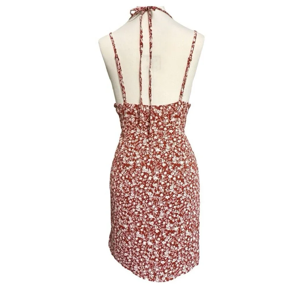 HYFVE HYFVE HYFVE Double Strap Floral Backless Dress Women's Medium‎ Rust NEW - Picture 9 of 16